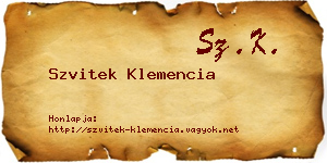 Szvitek Klemencia névjegykártya